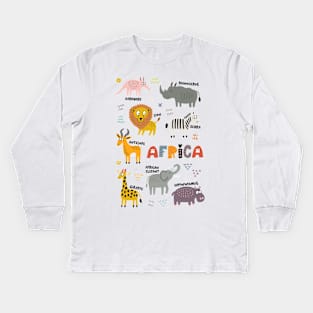 African Animals Kids Long Sleeve T-Shirt